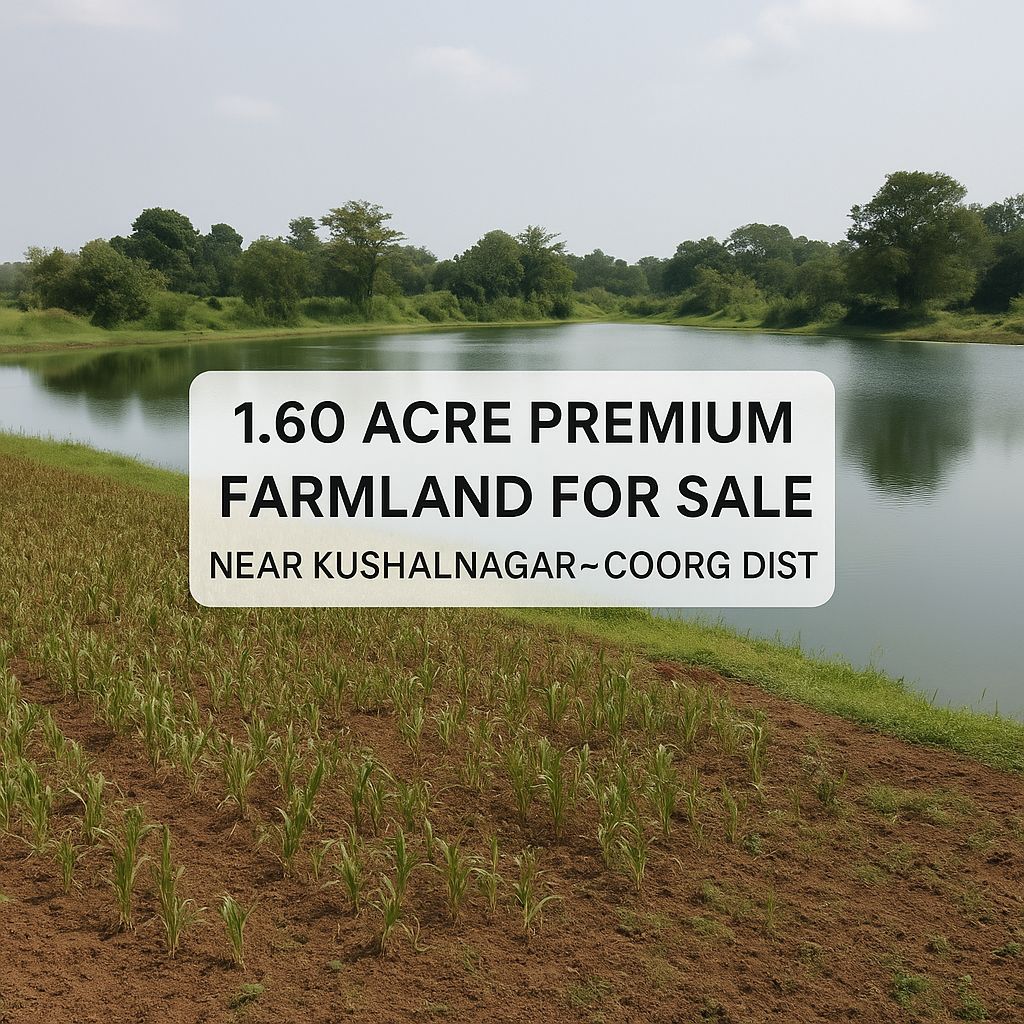 🆔 *Property ID: 5259*  🌿 *1.60 Acre Premium water pond attached Farmland for Sale – Near Kushalnagar~Coorg dist*
